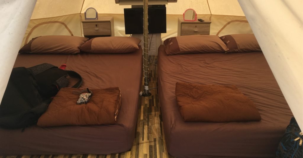 Normal bedding in tent