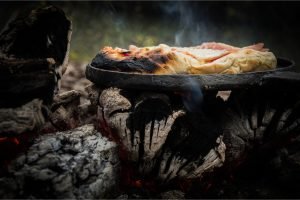 Campfire Pizza on Iron Skillet