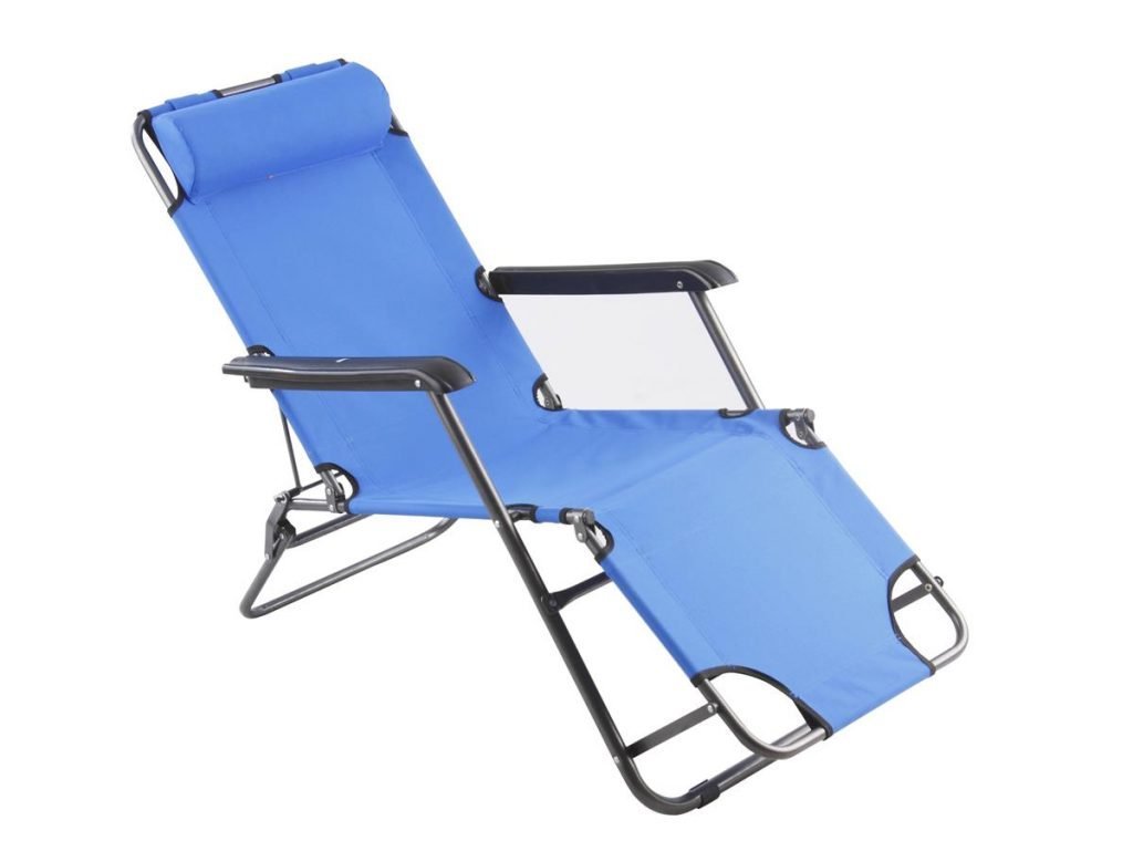 Blue recliner with neck support
