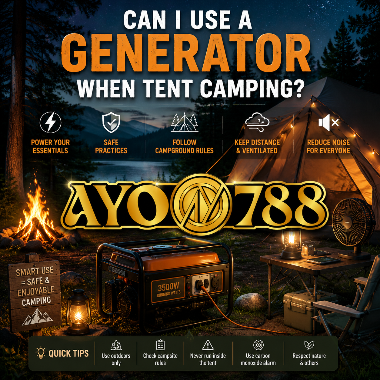 banner AYO788 | CampingSage Generator Guide: How to Safely Use a Generator for Tent Camping and Outdoor Adventures
