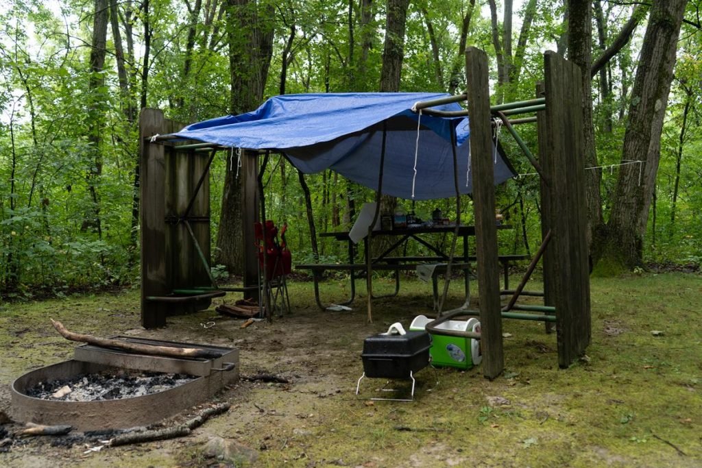 Tarp Covering a Separate Dining Area